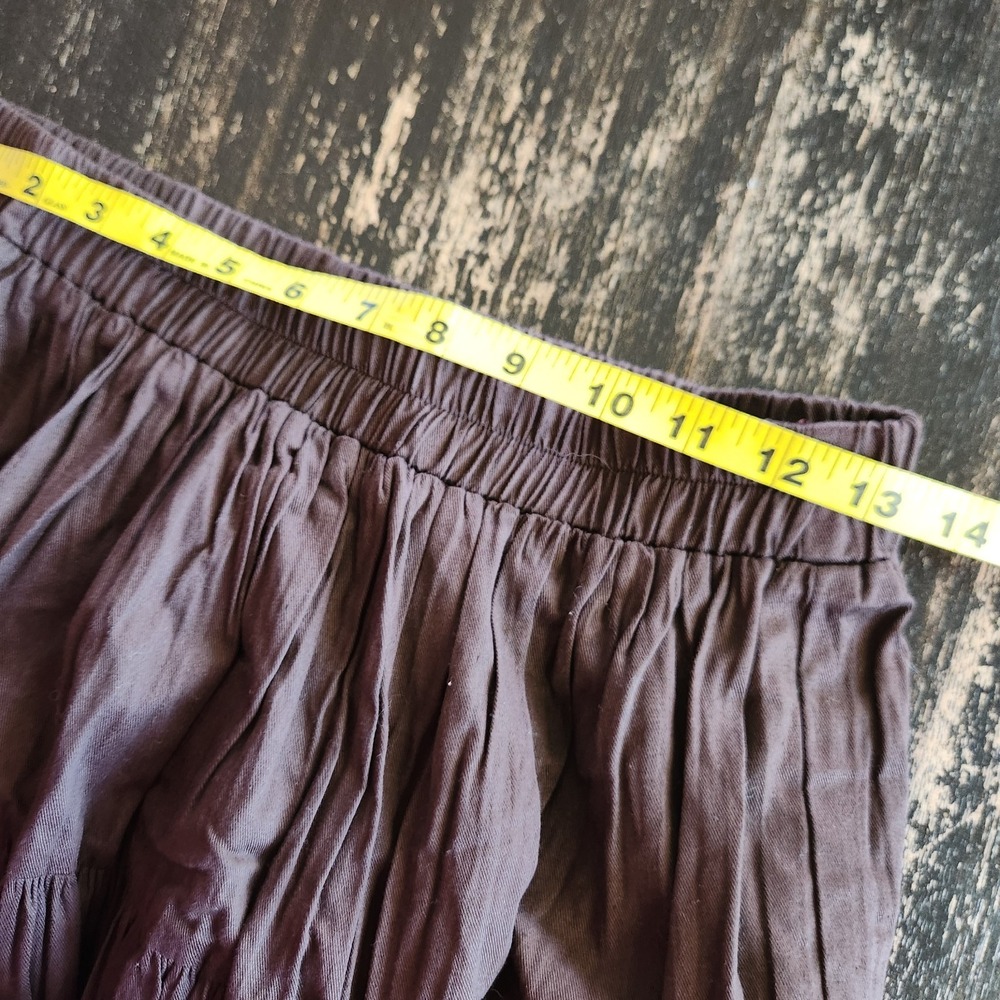 Vtg Tiered Maxi Skirt Women's L Dark Brown Western Cowgirl Gypsy Boho USA Made - Picture 5 of 10